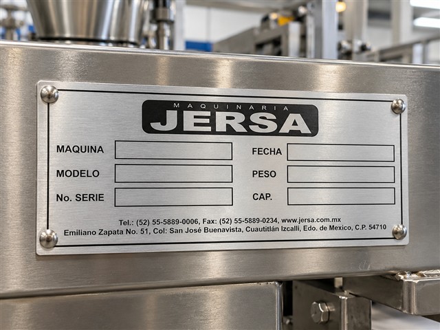 Placa Jersa con campos de datos técnicos