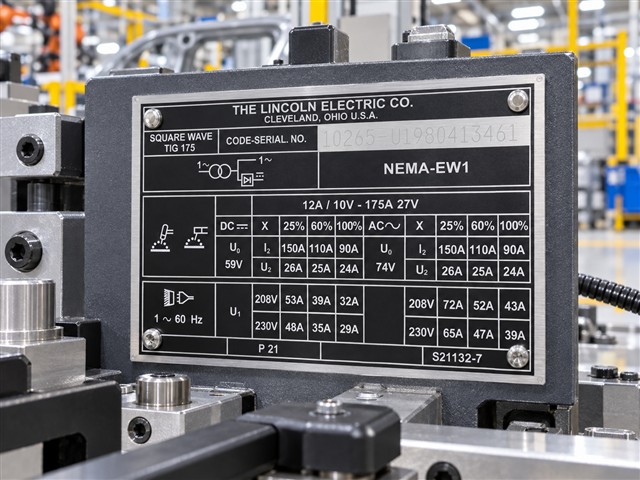 Tabla de especificaciones de equipo Lincoln Electric