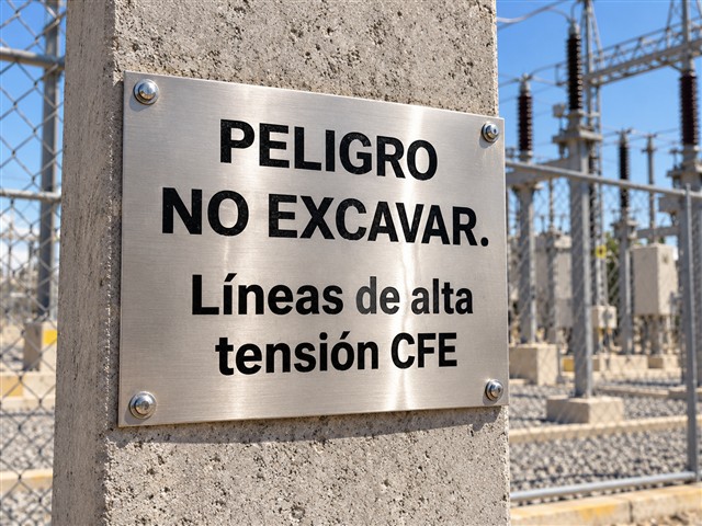 Señal de no excavar por líneas de alta tensión