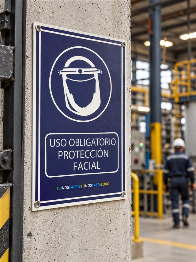 Señal de uso obligatorio de protección facial