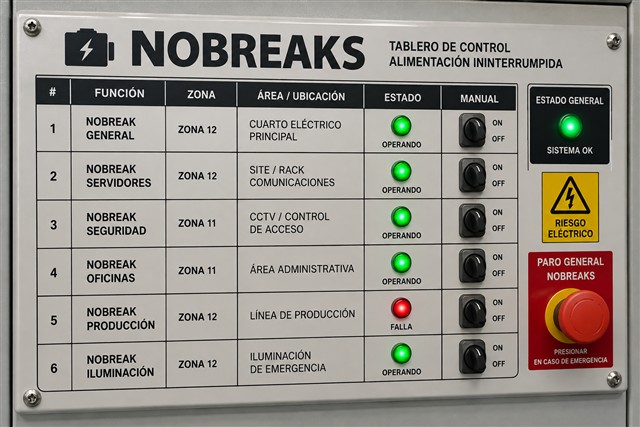 Panel de indicadores para equipos no-break