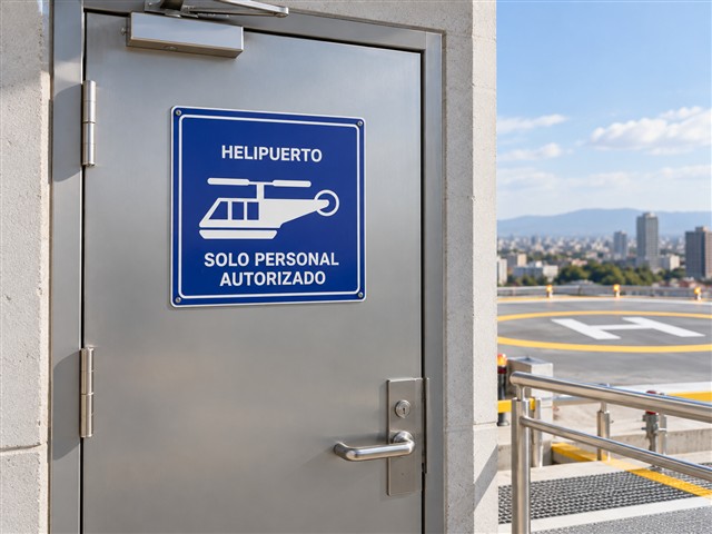 Señal de helipuerto para personal autorizado