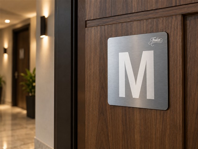 Identificador de puerta con letra M