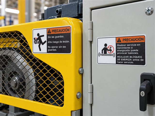 Señales de precaución en equipo con guardas
