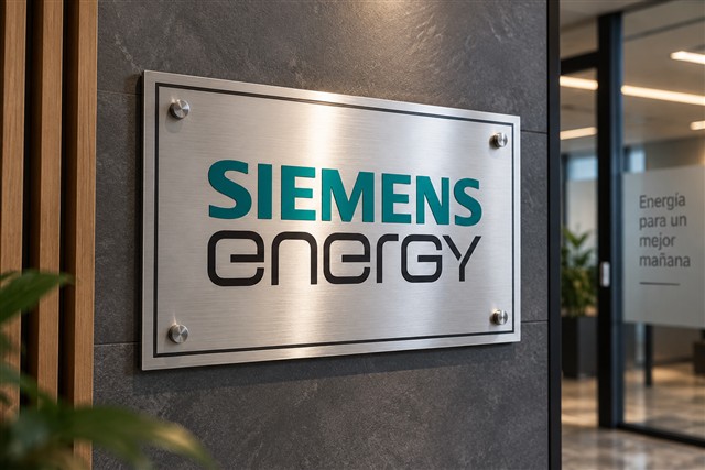 Placa Siemens Energy montada en muro