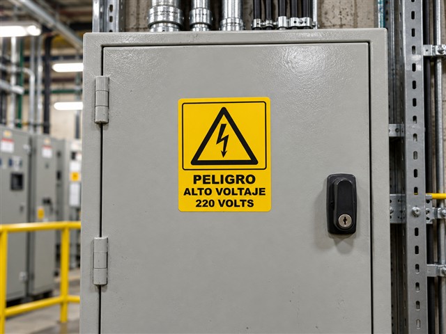 Advertencia de 220 volts en tablero