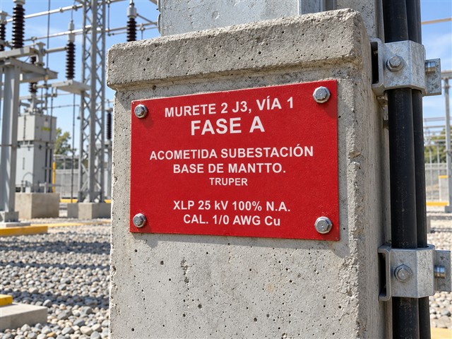 Placa roja de fase A en acometida